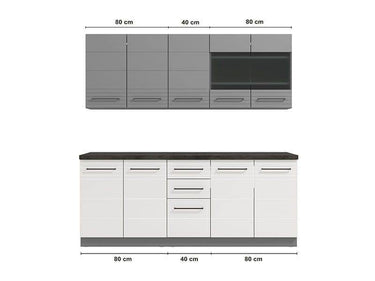 Pedro White Gloss and Grey Kitchen Units - Modern Integrated Culinary Storage Solution - UK Luxury Furniture
